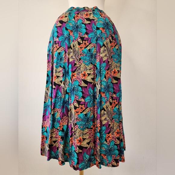 Vintage Norton McNaughton Teal and Purple Floral Teachers Skirt - Picture 6 of 9